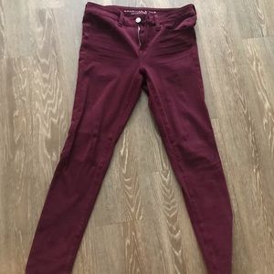 American Eagle Maroon Jeggings